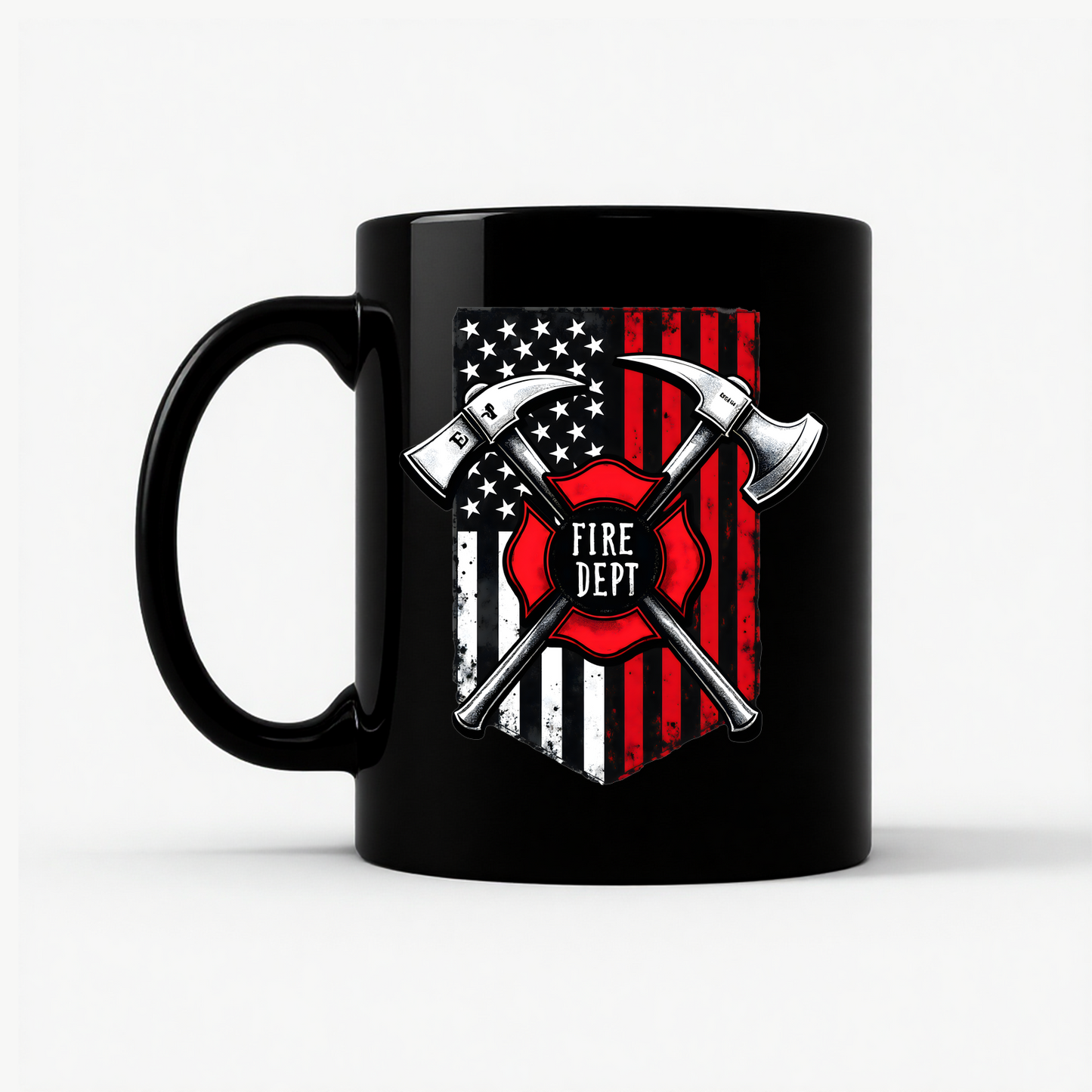 Firefighter Axe Flag Mug in Black