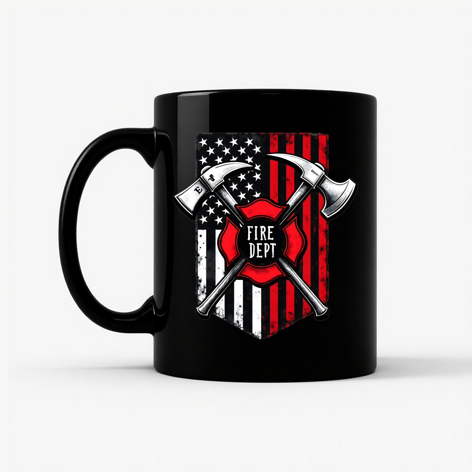 Firefighter Axe Flag Mug in Black