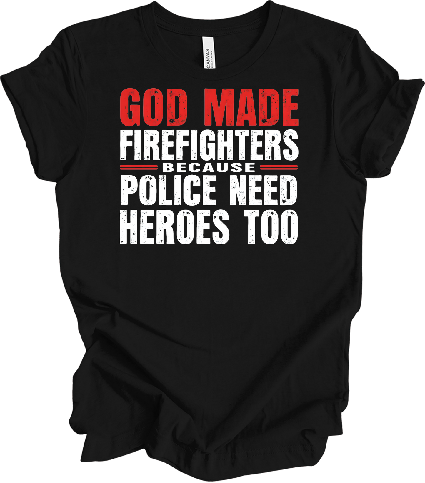 Firefighters Police Heroes T-Shirt in Black