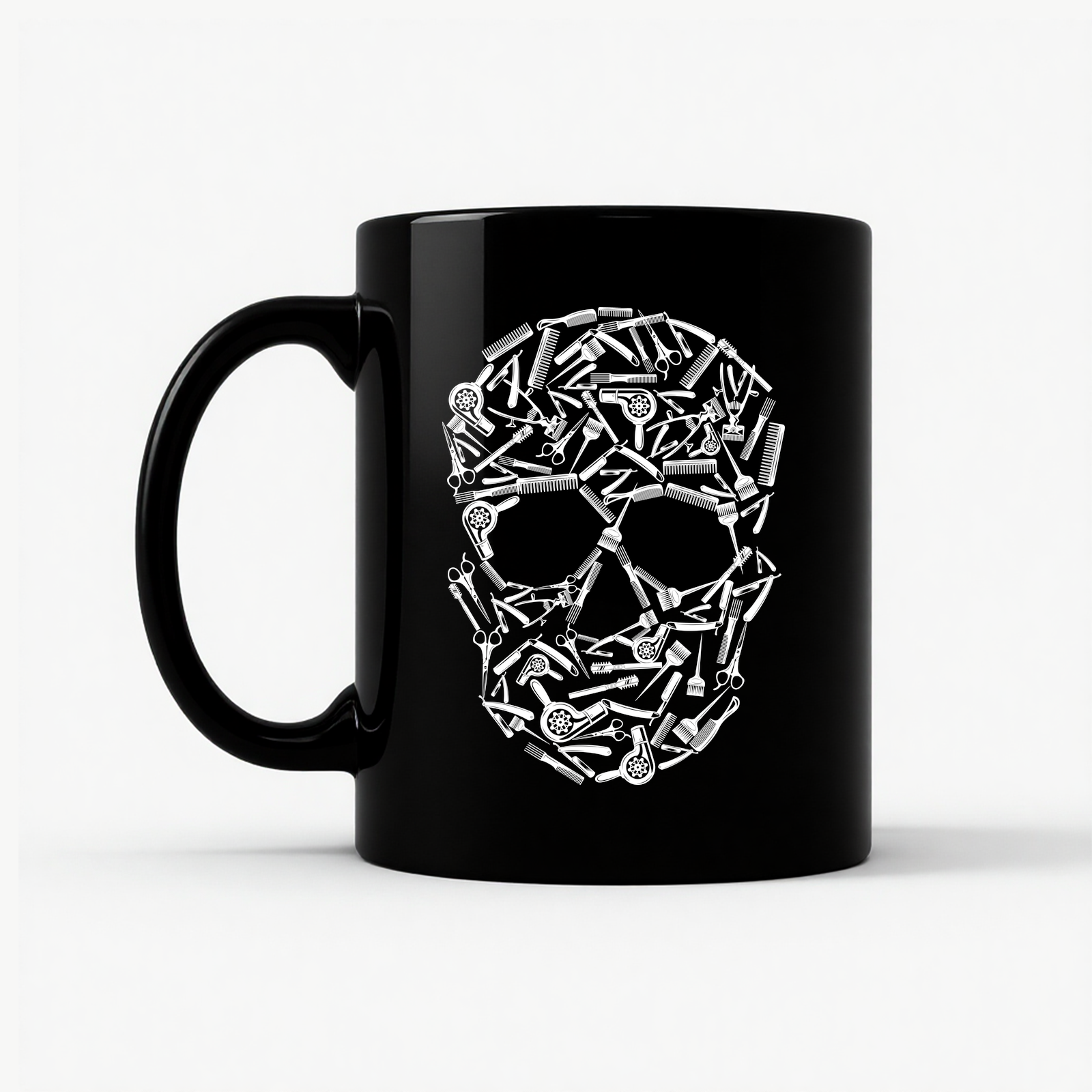 Hair Stylist Skull Unisex Mug in Black