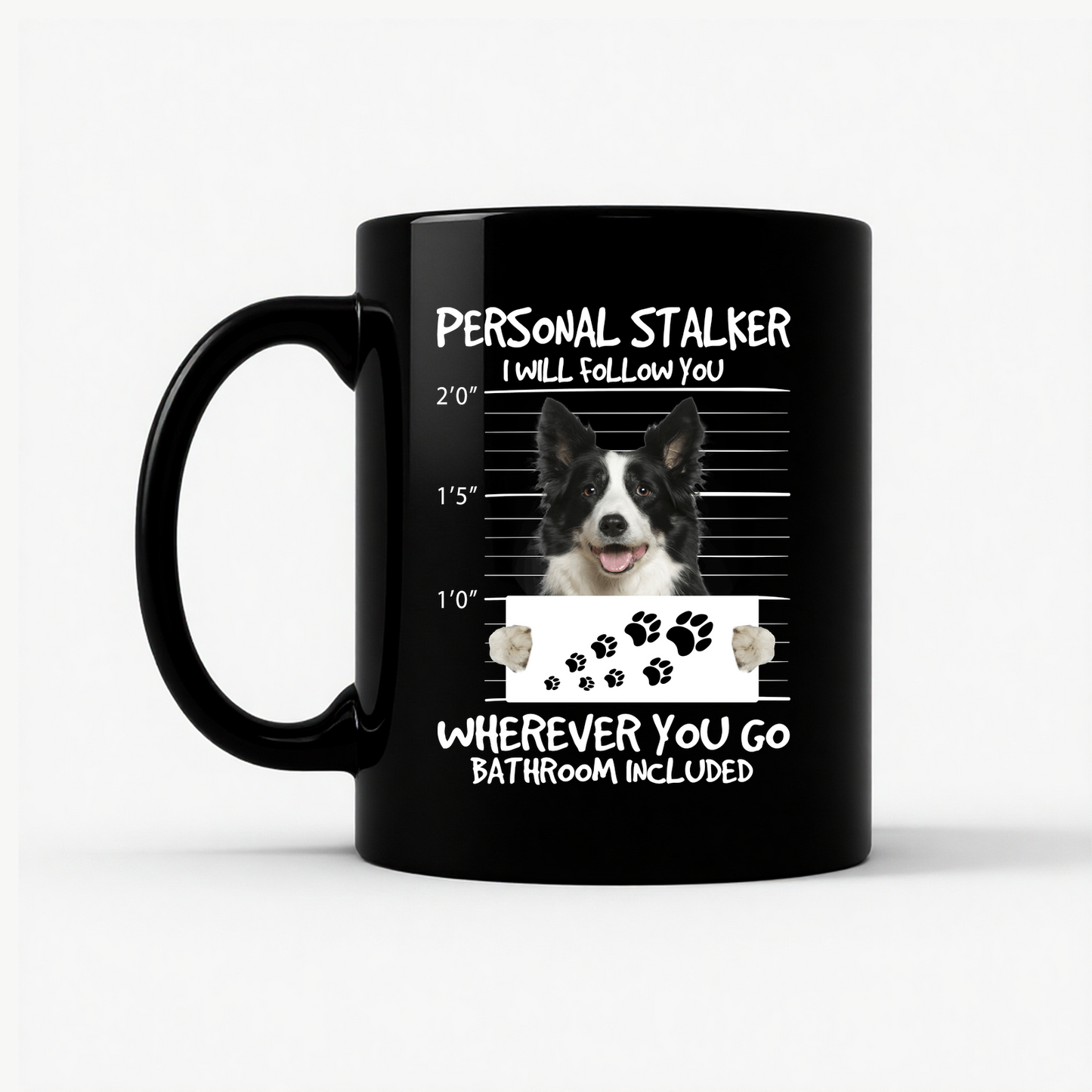 Border Collie Peeking Dog - Funny Collie Lover Gift Mug in Black