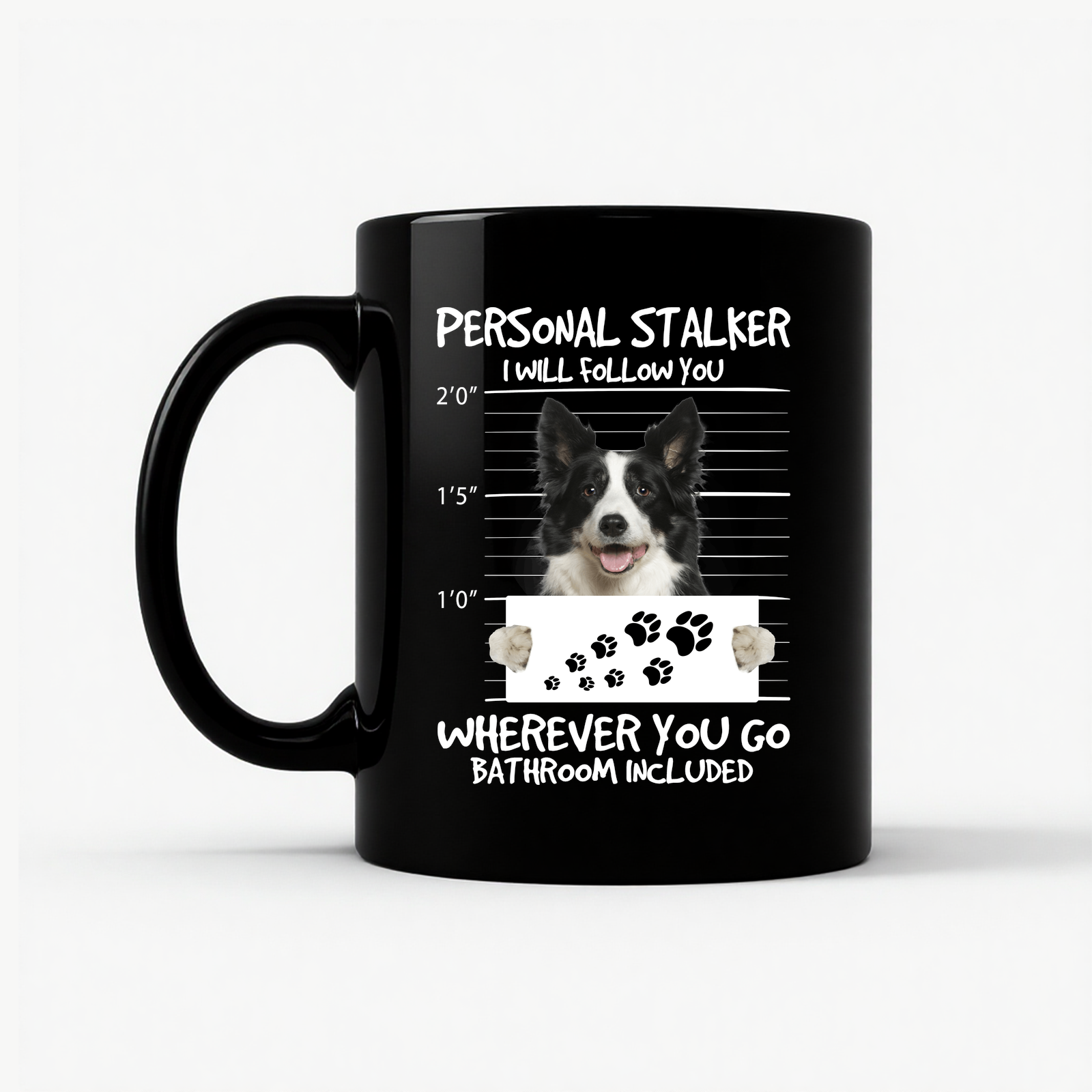 Border Collie Peeking Dog - Funny Collie Lover Gift Mug in Black