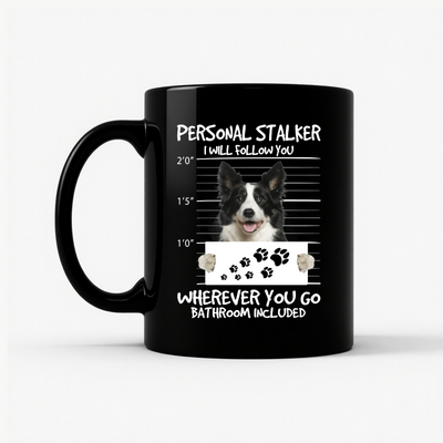 Border Collie Peeking Dog - Funny Collie Lover Gift Mug in Black