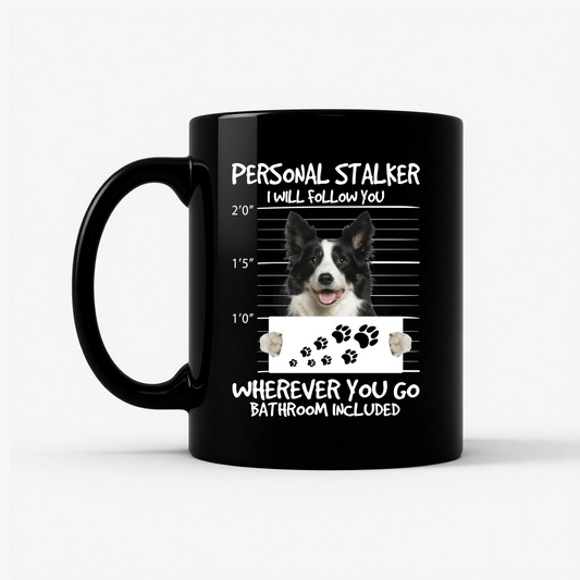 Border Collie Peeking Dog - Funny Collie Lover Gift Mug in Black