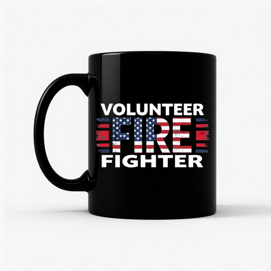 Volunr Firefighter USA Flag Mug in Black
