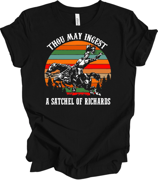 Satchel of Richards Funny T-Shirt in Black