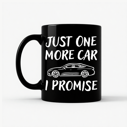 Just One More Car I Promise - Funny Car Lover Gift Mug in Black
