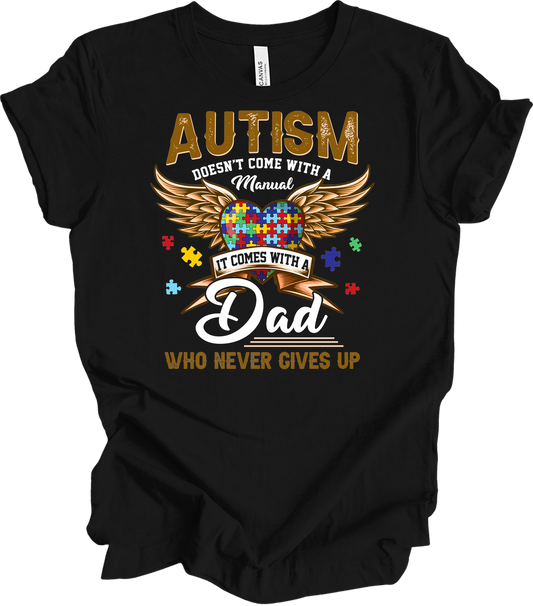 Autism Dad Heart Puzzle T-Shirt in Black
