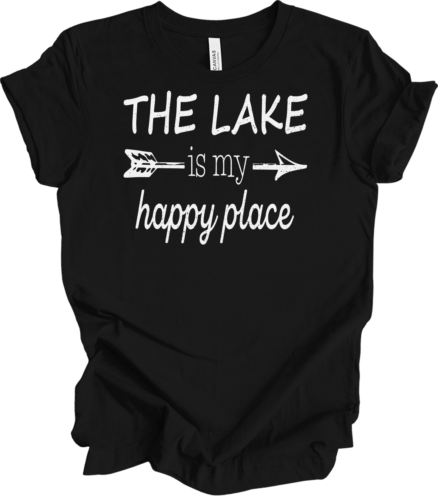The Lake Is My Happy Place T-Shirt in Black