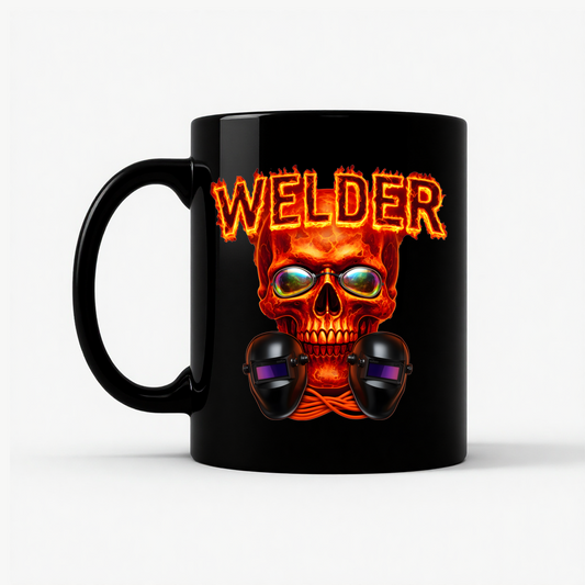 Welder Skull Gift Mug in Black