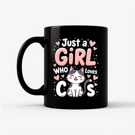 Just a Girl Who Loves Cats Mug in Black