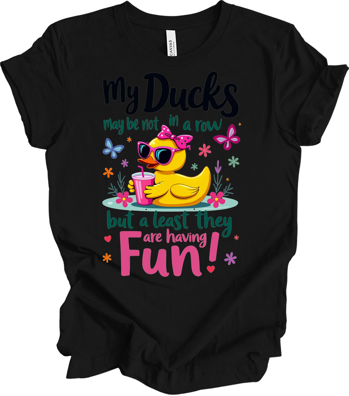 Ducks Not in a Row Fun T-Shirt in Black