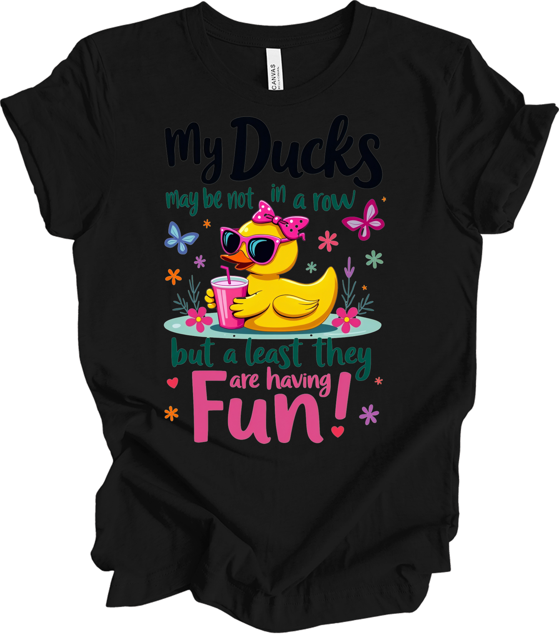 Ducks Not in a Row Fun T-Shirt in Black