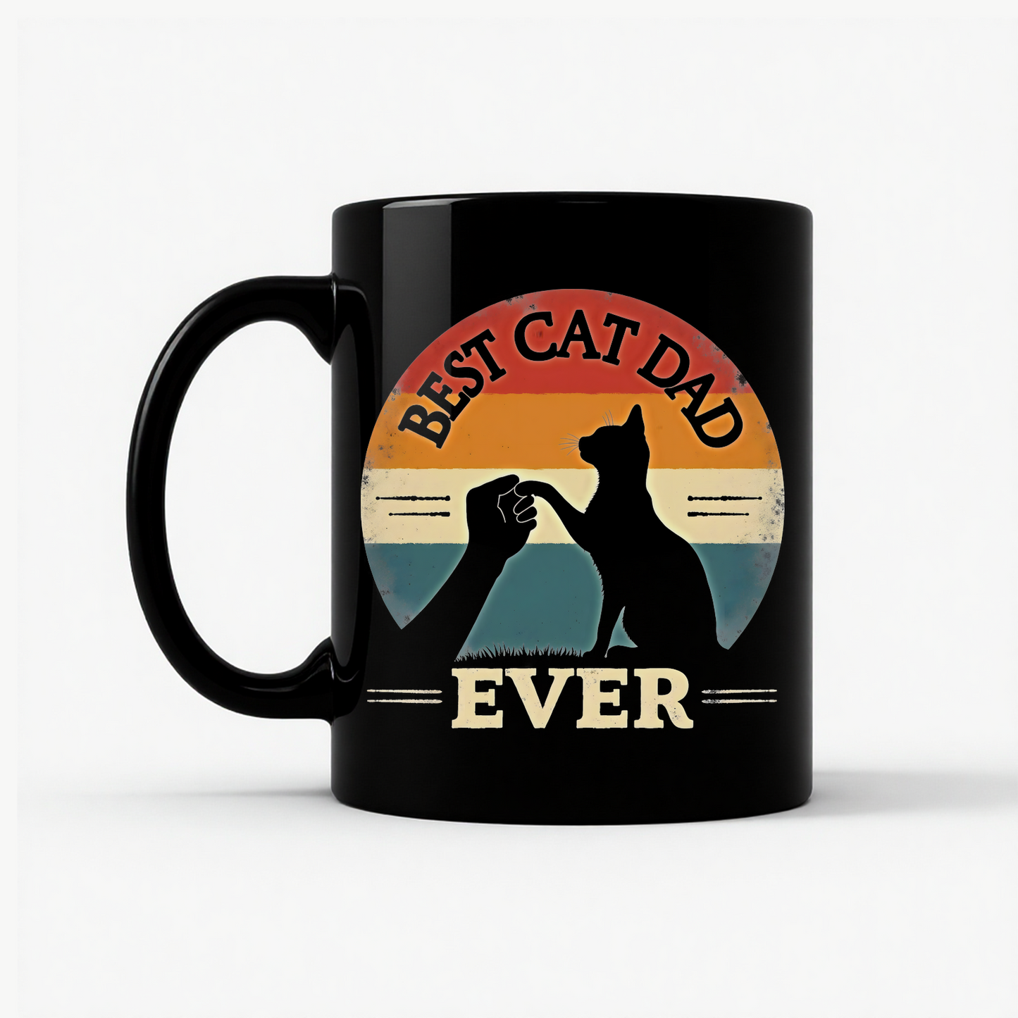 Best Cat Dad Ever Retro Mug in Black