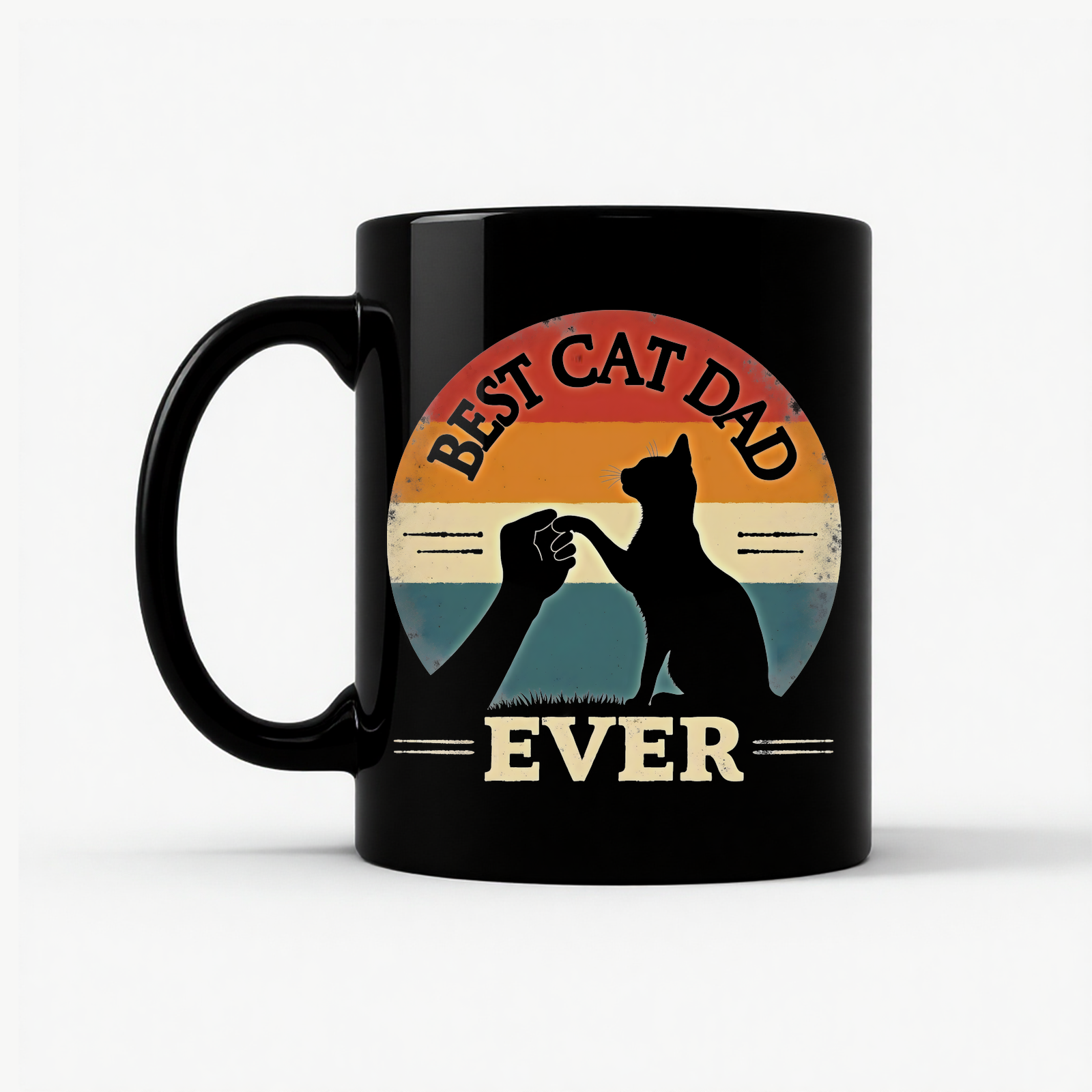 Best Cat Dad Ever Retro Mug in Black