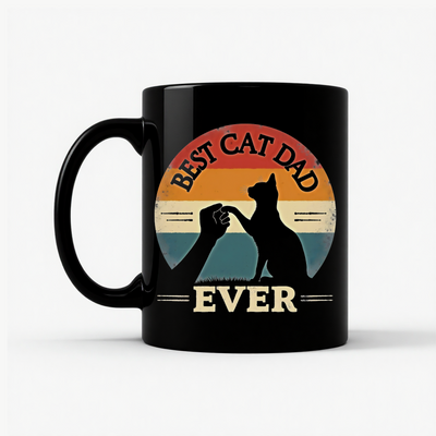 Best Cat Dad Ever Retro Mug in Black