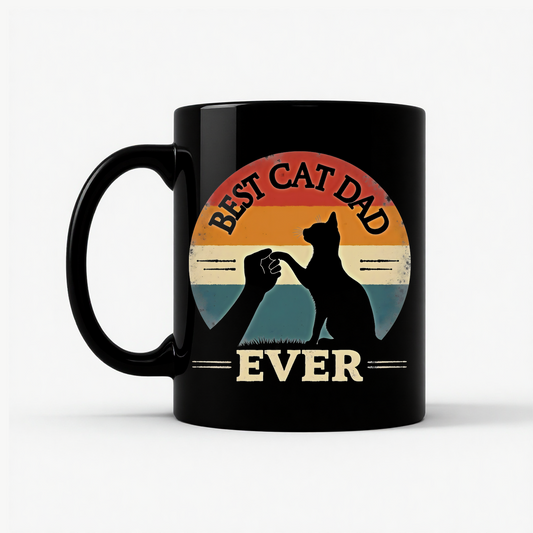 Best Cat Dad Ever Retro Mug in Black