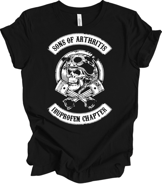 Sons of Arthritis Ibuprofen Chapter Biker T-Shirt in Black