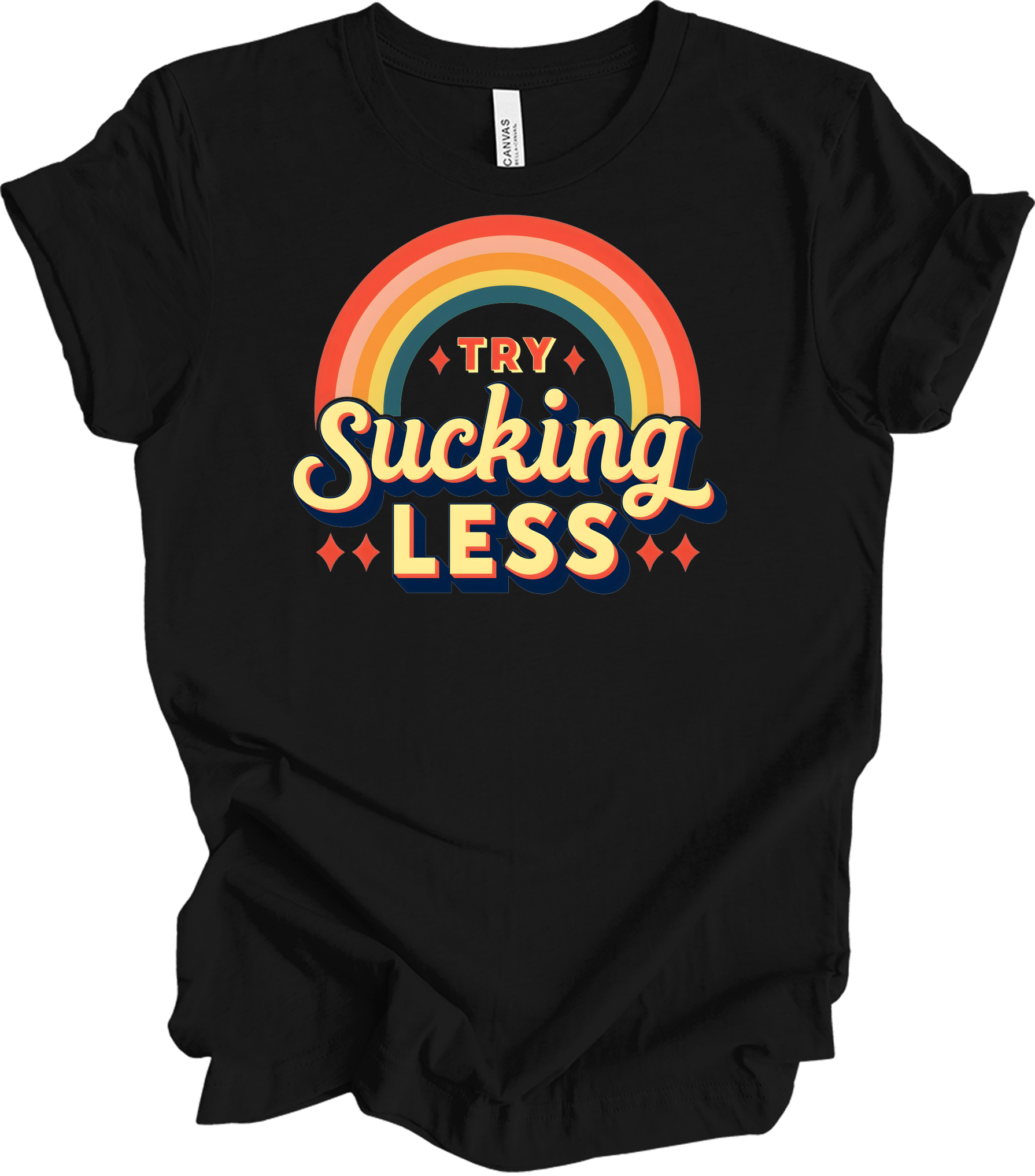 Try Sucking Less Retro T-Shirt in Black