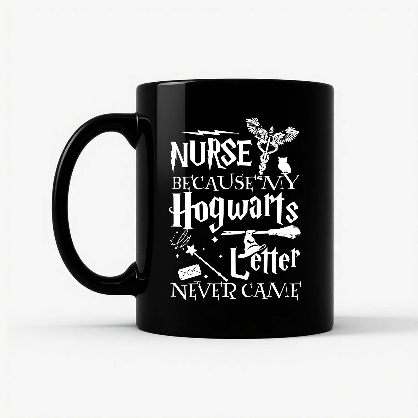 Nurse Hogwarts Letter Mug in Black