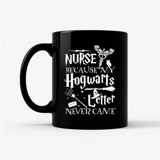 Nurse Hogwarts Letter Mug in Black