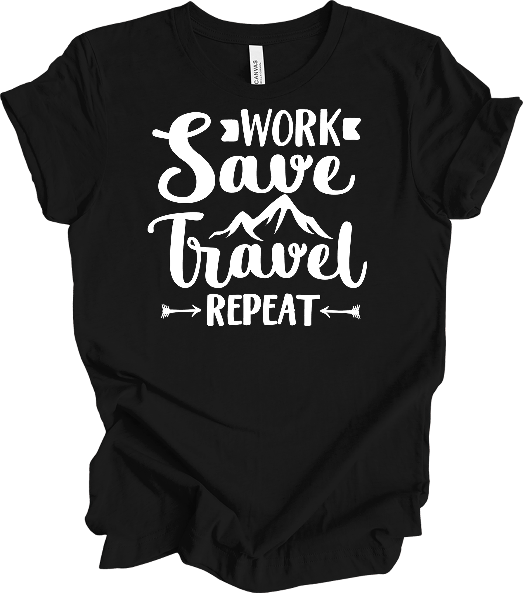 Work Save Travel Repeat - Adventure T-Shirt in Black