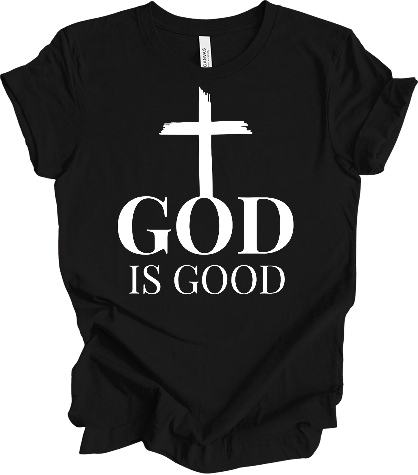 God Is Good Cross - Faith Apparel T-Shirt in Black