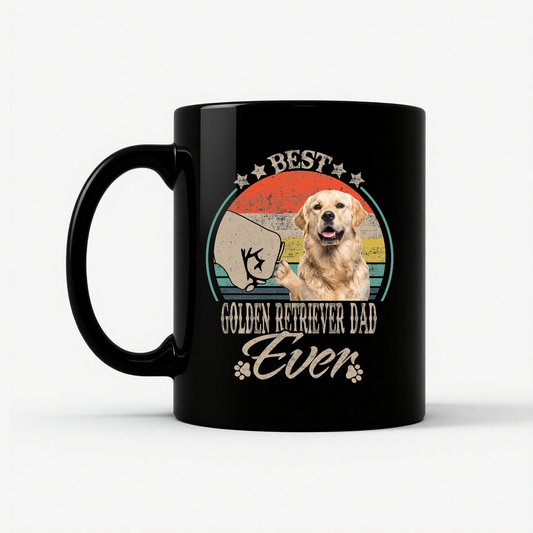 Best Golden Retriever Dad Ever Vintage Mug in Black