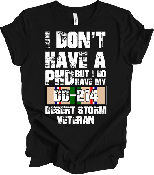 PhD DD214 Veteran T-Shirt in Black