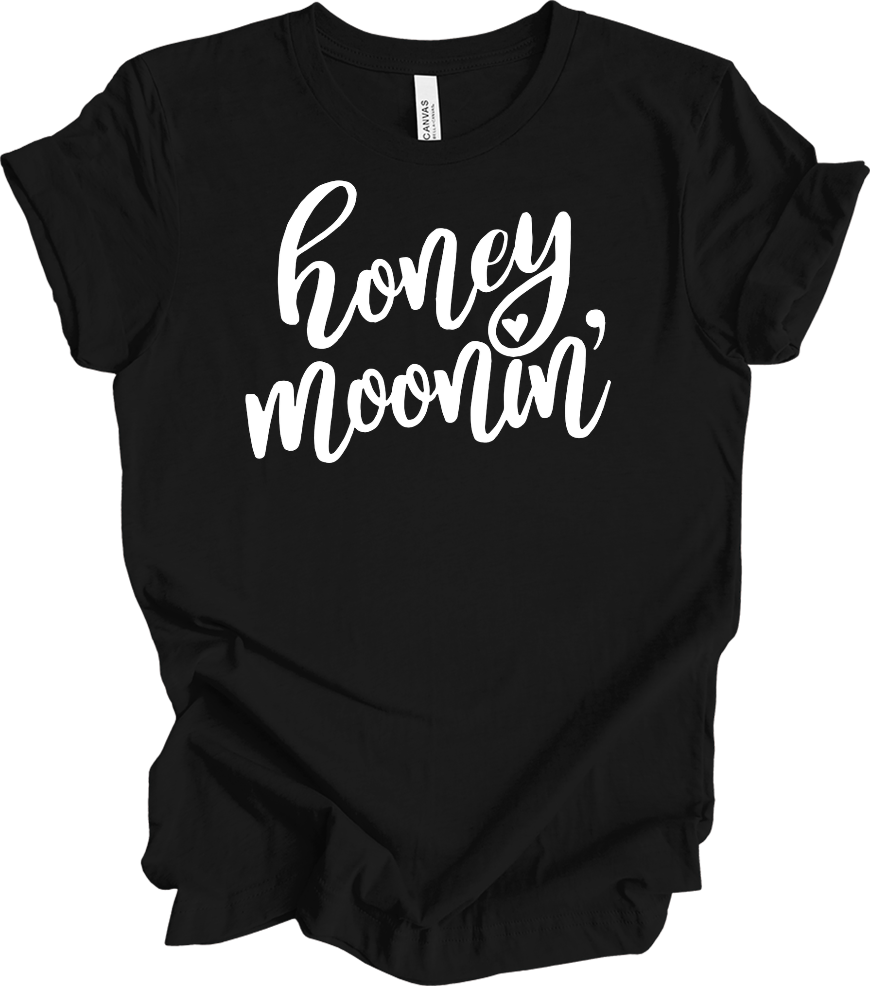 Honeymoonin' - Just Married Newlywed Honeymoon Vacation T-Shirt in Black