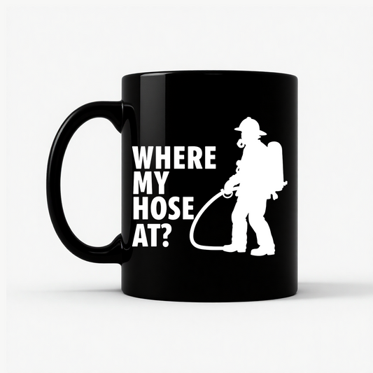 Where My Hose At? Unisex Mug in Black