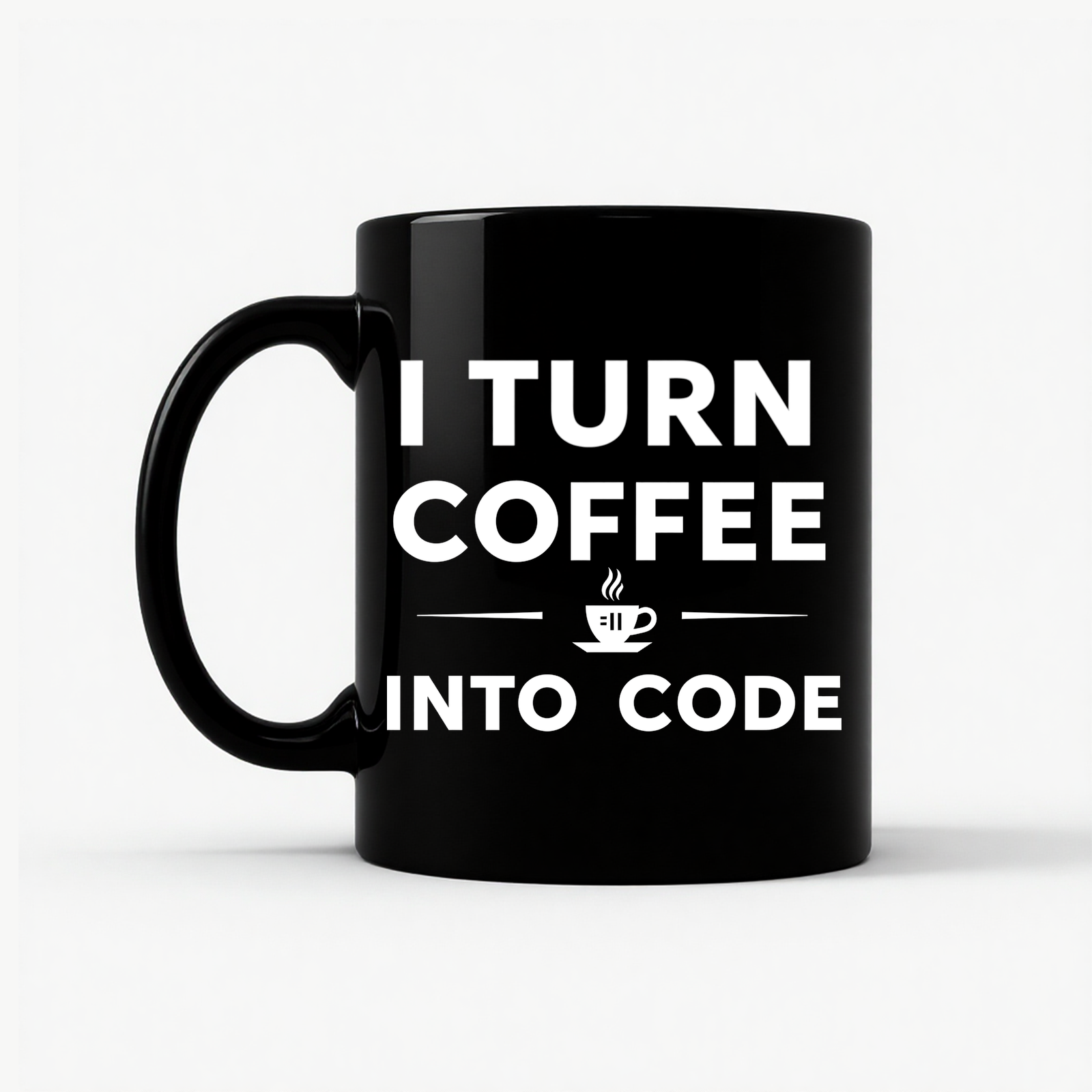 I Turn Coffee Into Code Mug in Black