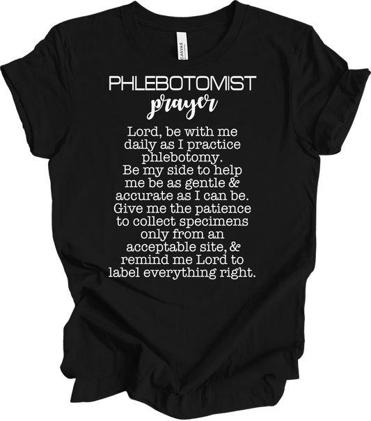 Phlebotomist Prayer Gift T-Shirt in Black