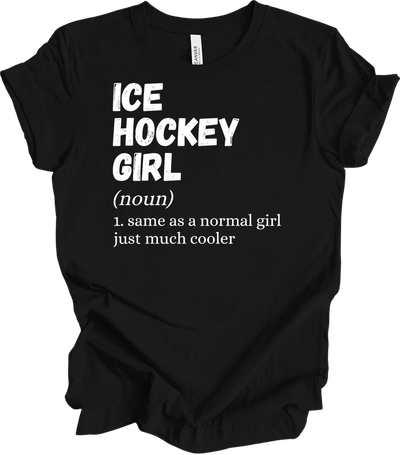 Ice Hockey Girl Definition T-Shirt in Black