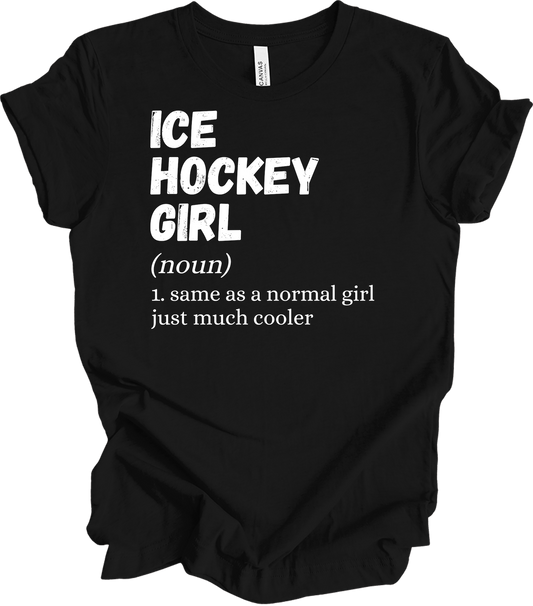 Ice Hockey Girl Definition T-Shirt in Black