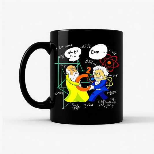 Pythagoras Vs Einstein Mug in Black