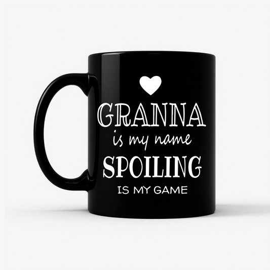 Grandma Is My Name Spoiling Is My Game Mug in Black