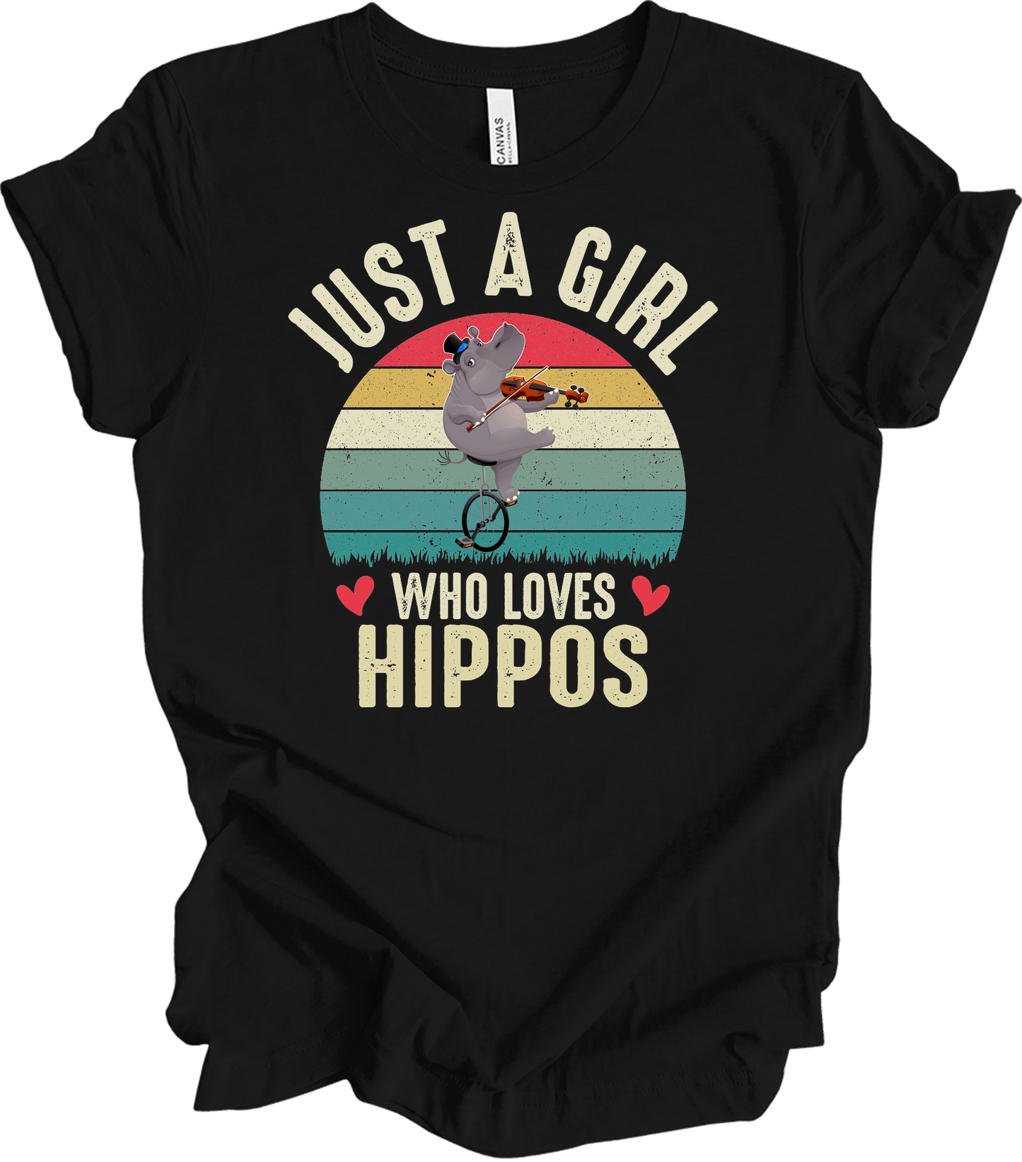 Just A Girl Who Loves Hippos T-Shirt in Black