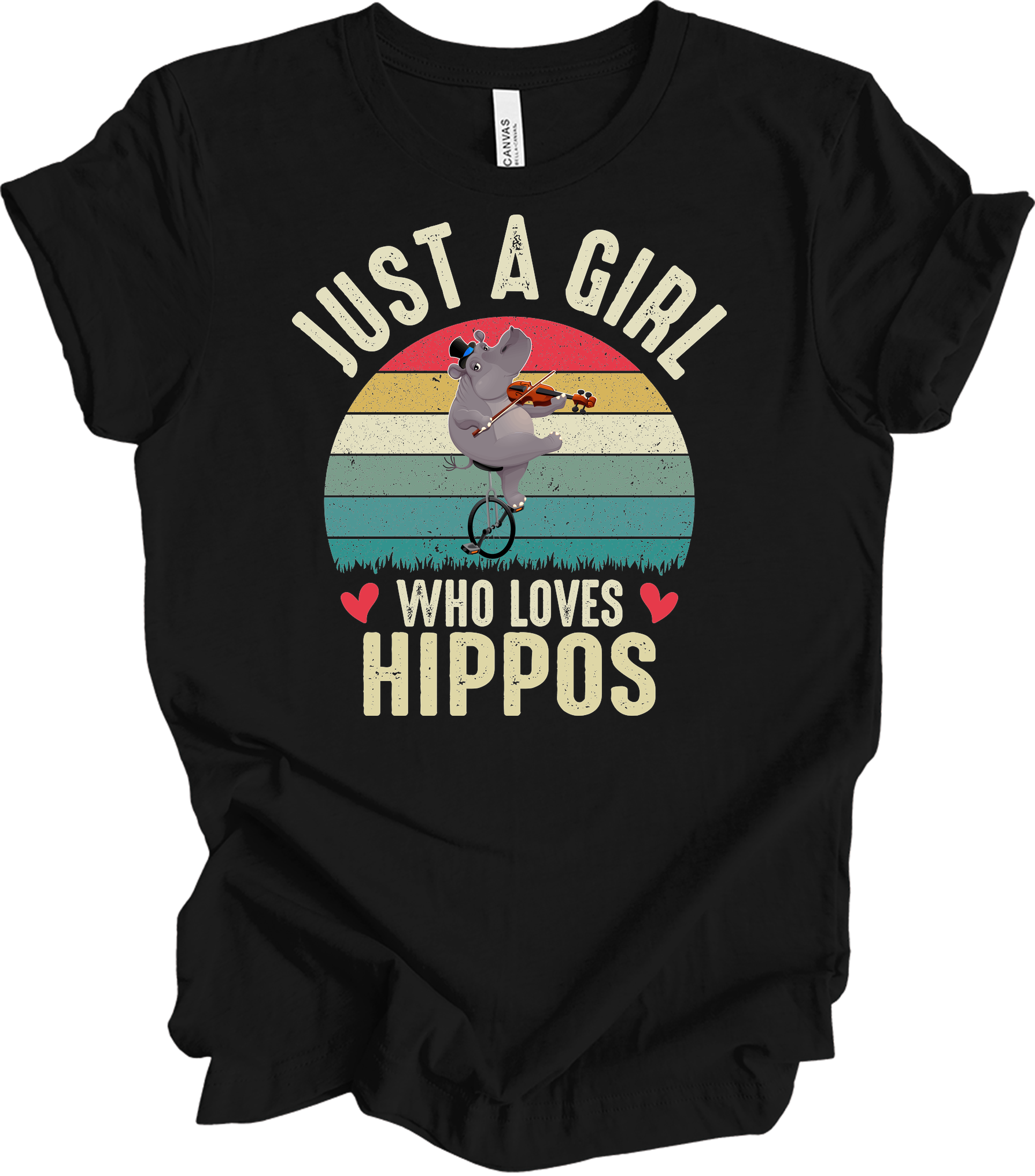 Just A Girl Who Loves Hippos T-Shirt in Black