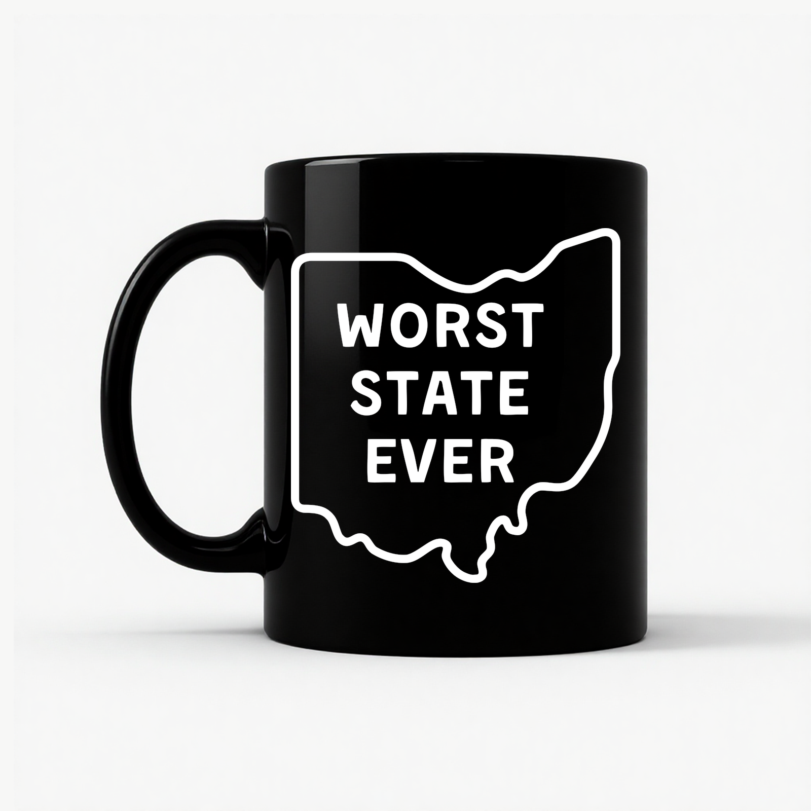 Worst State Ever Ohio - Funny State Rivalry Mug in Black