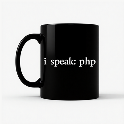 I'm Speaking: PHP Developer Mug in Black