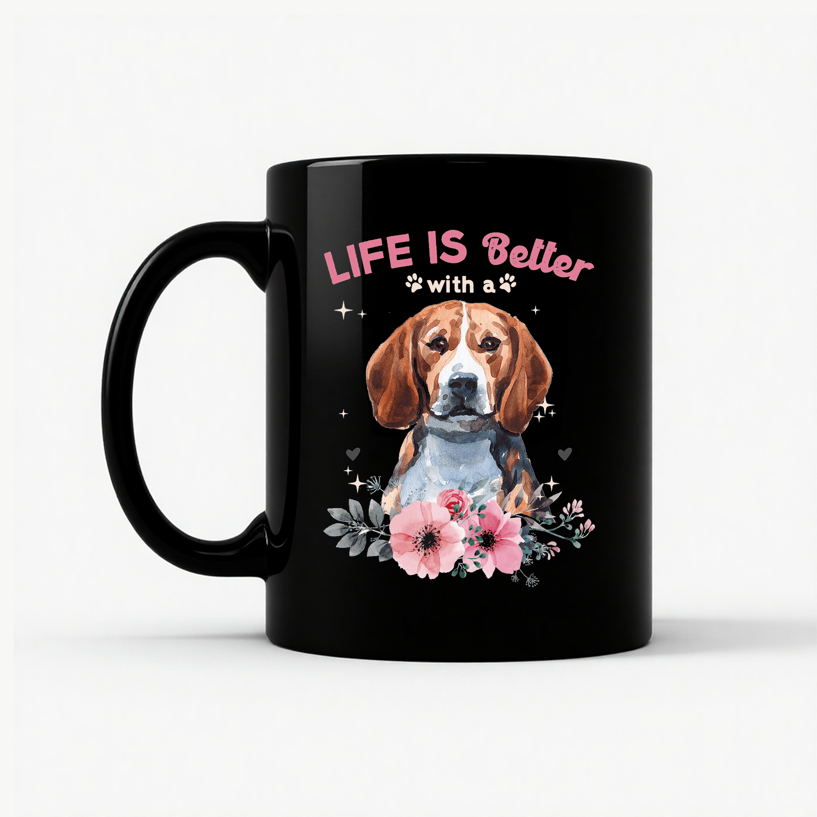 Life is Better with a Beagle Mug in Black