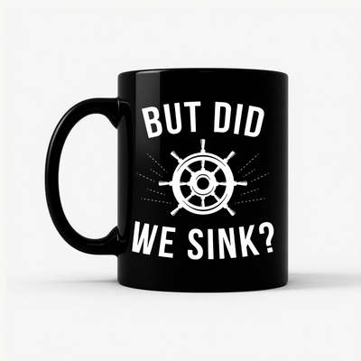 But Did We Sink? Sailing Mug in Black