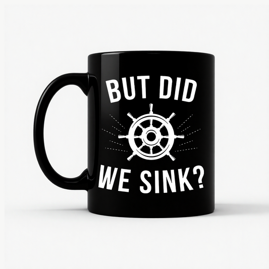 But Did We Sink? Sailing Mug in Black