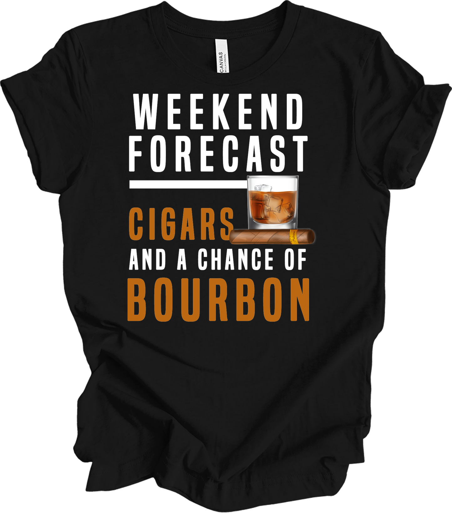 Weekend Forecast Cigars & Bourbon T-Shirt in Black