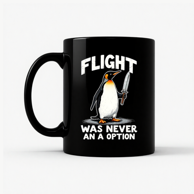 Penguin Humor - Flight Wasn't an Option Mug in Black