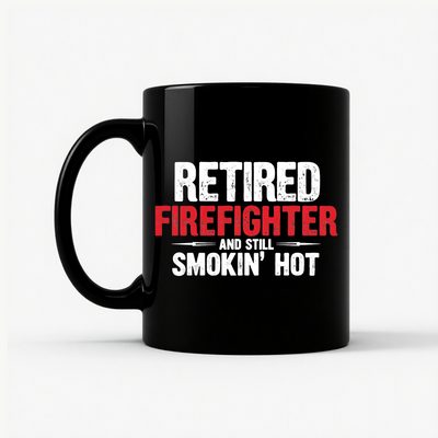 Retired Firefighter Gift Mug in Black