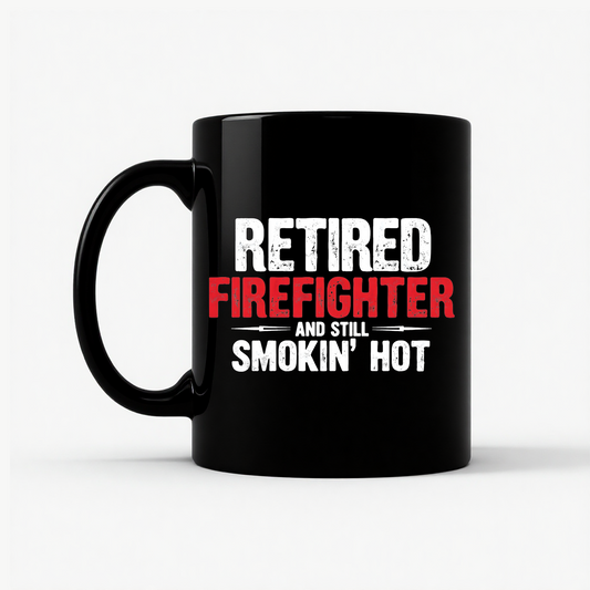 Retired Firefighter Gift Mug in Black