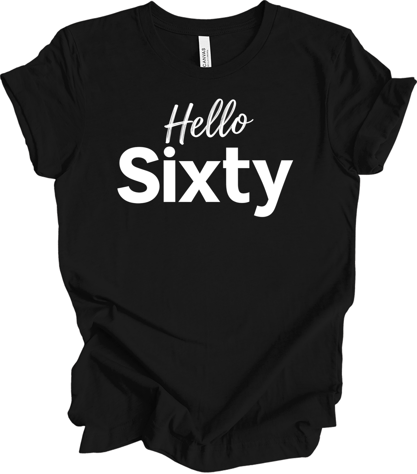 Hello Sixty Birthday T-Shirt in Black