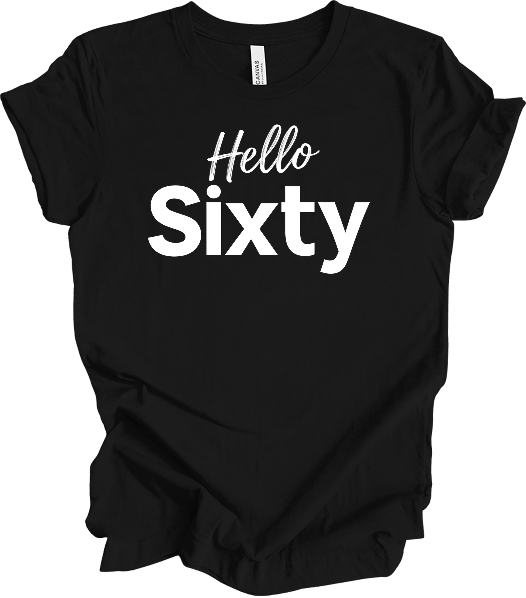 Hello Sixty Birthday T-Shirt in Black